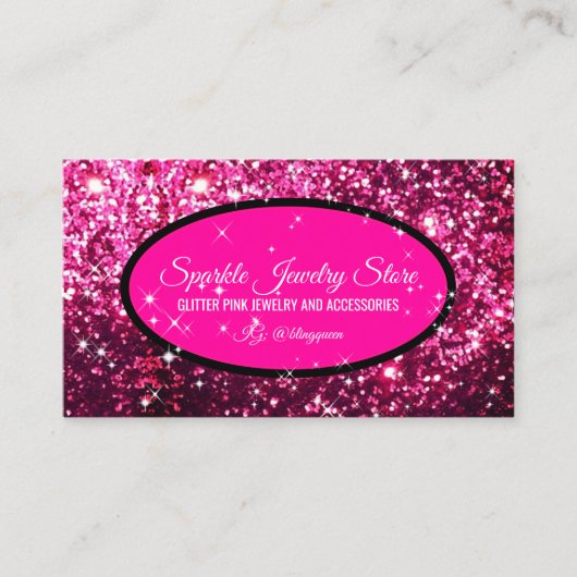 Sparkle Pink Schwarz Glitz Glam Starlust Licht Visitenkarte (Vorderseite)