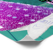 Sparkle Pink Silver Tree Merry Christmas Black Cat Poster (Ecke)