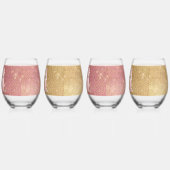 Sparkle Pink und Gold Glam Weinglas Ohne Stiel (Rechts)
