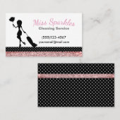 Sparkle Polka Dot Maid House Reinigungsdienste Visitenkarte (Vorne/Hinten)
