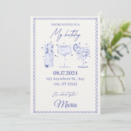 Sparkle & Pop! Editable Birthday Bash Invitation Einladung (Stehend Vorderseite)