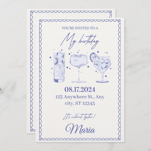 Sparkle & Pop! Editable Birthday Bash Invitation Einladung (Vorne/Hinten)