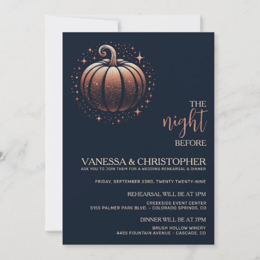 Sparkle Pumpkin Night Before Wedding Probe Einladung (Vorderseite)
