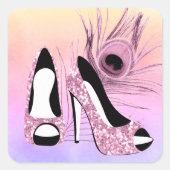 Sparkle Pumps Extravagant Quadratischer Aufkleber (Vorderseite)