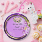 Sparkle Purple Flowers anpassbare Hochzeitsfeier Pappteller (Party)