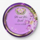 Sparkle Purple Flowers anpassbare Hochzeitsfeier Pappteller (Vorderseite)