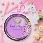 Sparkle Purple Flowers anpassbare Hochzeitsfeier Pappteller (Party)