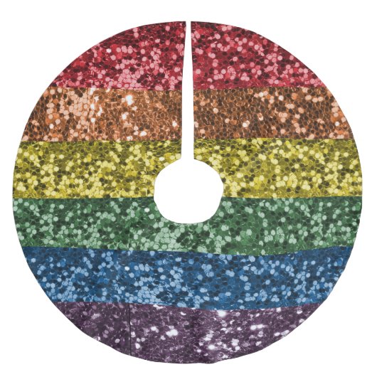 Sparkle Rainbow Glitzer Sequin Glam Trendy Polyester Weihnachtsbaumdecke (Vorderseite)