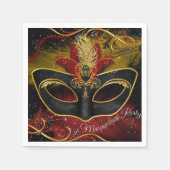 Sparkle Red & Gold Feather Masquerade Napkin Serviette (Vorderseite)