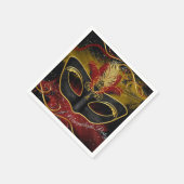 Sparkle Red & Gold Feather Masquerade Napkin Serviette (Ecke)