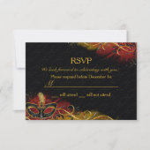 Sparkle Red & Gold Feather Masquerade UAWG Einladung (Vorderseite)