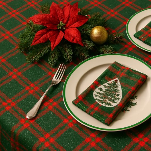 Sparkle Red Green Christmas Tartan Tischdecke