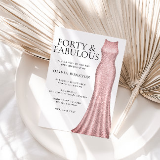 Sparkle Rose Gold Dress Womans 40. Geburtstag Part Einladung