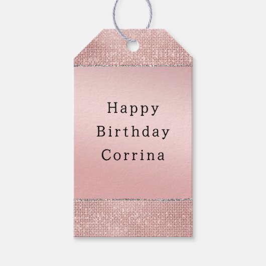 Sparkle Rose Gold Glam Brown Glitzer Geschenkanhänger (Vorderseite)