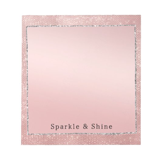 Sparkle Rose Gold Glam Brown Glitzer Notizblock (Vorderseite)