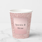 Sparkle Rose Gold Glam Brown Glitzer Pappbecher (Vorderseite)