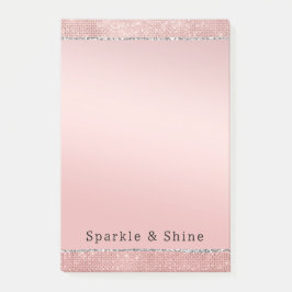 Sparkle Rose Gold Glam Brown Glitzer Post-it Klebezettel