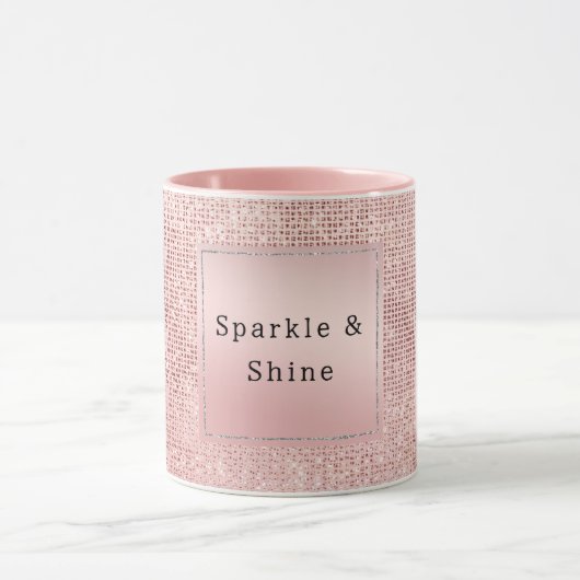 Sparkle Rose Gold Glam Brown Glitzer Tasse (Zentrum)