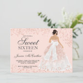 Sparkle Rose Gold Glitzer Kleid Chic Sweet 16 Einladung (Stehend Vorderseite)