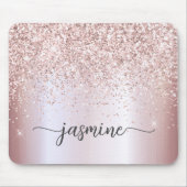 Sparkle Rose Gold Glitzer Metallischer Monogrammna Mousepad (Vorne)