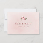 Sparkle Rose Gold Glitzer und Blütenhochzeit RSVP (Rückseite)