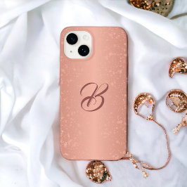 Sparkle Rose Gold Look Mit Monogramm iPhone Case