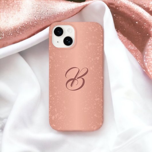 Sparkle Rose Gold Look Mit Monogramm iPhone Case