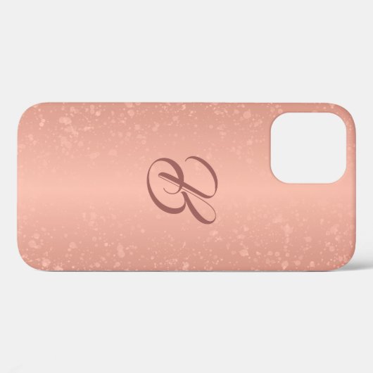 Sparkle Rose Gold Look Mit Monogramm iPhone Case (Rückseite (Horizontal))