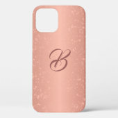 Sparkle Rose Gold Look Mit Monogramm iPhone Case (Rückseite)