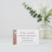 Sparkle Rose Gold Pink Reinigungsservice Haushalts Visitenkarte (Stehend Vorderseite)