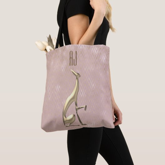 Sparkle Rose Goldhund Mit Monogramm Tasche (Von Nahem)