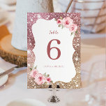 Sparkle Rose Goldmedaille Glitzer und blumenreiche Tischnummer<br><div class="desc">Imitate funkeln Rose vergoldeten Glitzer Rahmen mit rot rosa Blumen,  elegant und stilvoll. Ideal für moderne Hochzeiten,  romantische Hochzeiten und botanische Gartenhochzeiten. Alle passenden Teile in der Sammlung anzeigen</div>