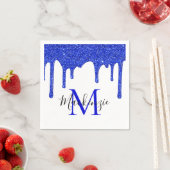 Sparkle Royal Blue Glitzer Tropfens Monogram Serviette (Beispiel)