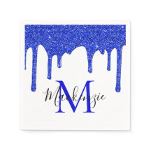 Sparkle Royal Blue Glitzer Tropfens Monogram