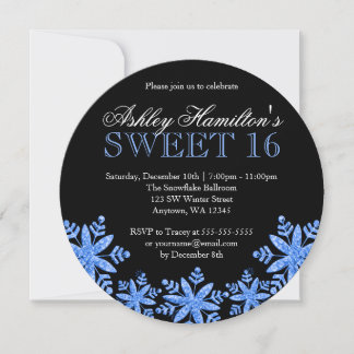 Sparkle Schneeflocken Blue Sweet 16 Winter Wonderl Einladung