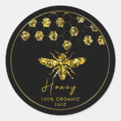 Sparkle Sequin Gold Honigbiene Runder Aufkleber (Vorderseite)