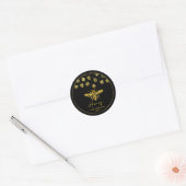 Sparkle Sequin Gold Honigbiene Runder Aufkleber (Umschlag)