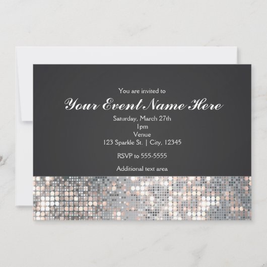 Sparkle Sequins Black Glam Wedding Einladungskarte Einladung (Vorderseite)