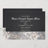 Sparkle Sequins Black Glam Wedding Einladungskarte Einladung (Vorne/Hinten)