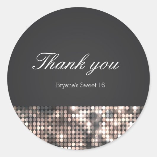 Sparkle Sequins Glam Black Gastgeschenk Hochzeit S Runder Aufkleber (Vorderseite)