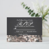Sparkle Sequins Glamour Black Wedding RSVP Card (Stehend Vorderseite)