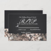 Sparkle Sequins Glamour Black Wedding RSVP Card (Vorne/Hinten)