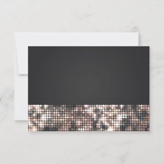 Sparkle Sequins Glamour Black Wedding RSVP Card Karte (Rückseite)