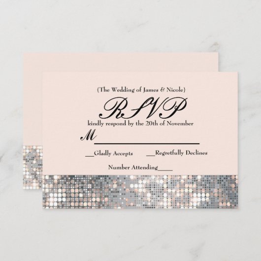 Sparkle Sequins Glamour Wedding RSVP Card (Vorne/Hinten)