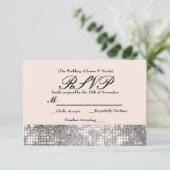 Sparkle Sequins Glamour Wedding RSVP Card Karte (Stehend Vorderseite)