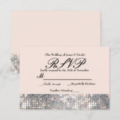 Sparkle Sequins Glamour Wedding RSVP Card Karte (Vorne/Hinten)