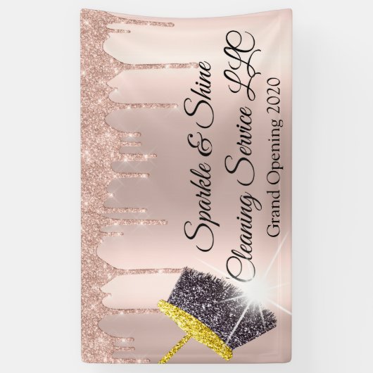 Sparkle & Shine Cleaning Grand Opening Broom Tropf Banner (Vertikal)