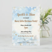 Sparkle Shine Frosty Blue Merry Little Christmas Einladung (Stehend Vorderseite)