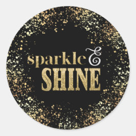 Sparkle Shine Gold Typografie Confetti Holiday Runder Aufkleber
