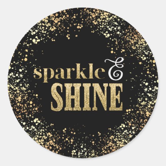 Sparkle Shine Gold Typografie Confetti Holiday Runder Aufkleber (Vorderseite)